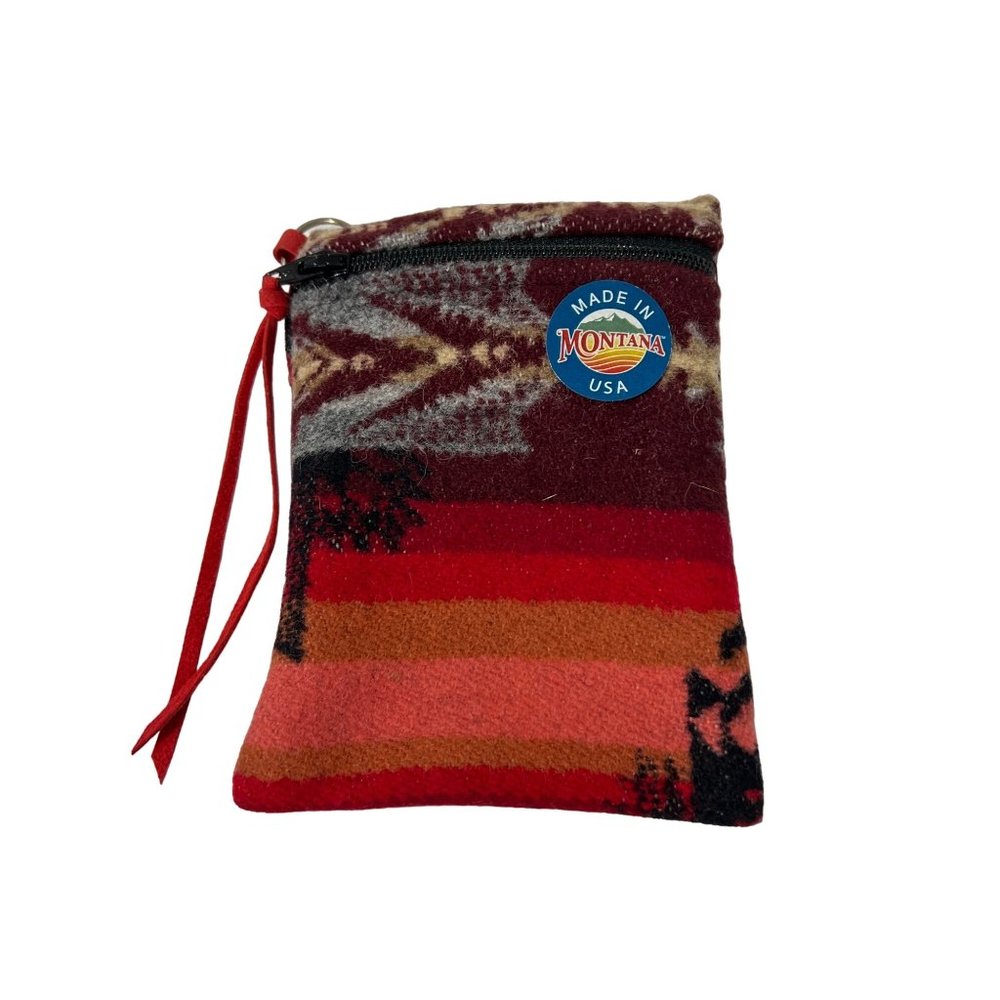 Southwest Aztec Wool Wristlet Zip Pouch Clutch 3.5x5" Womens Purse Bag Handmade